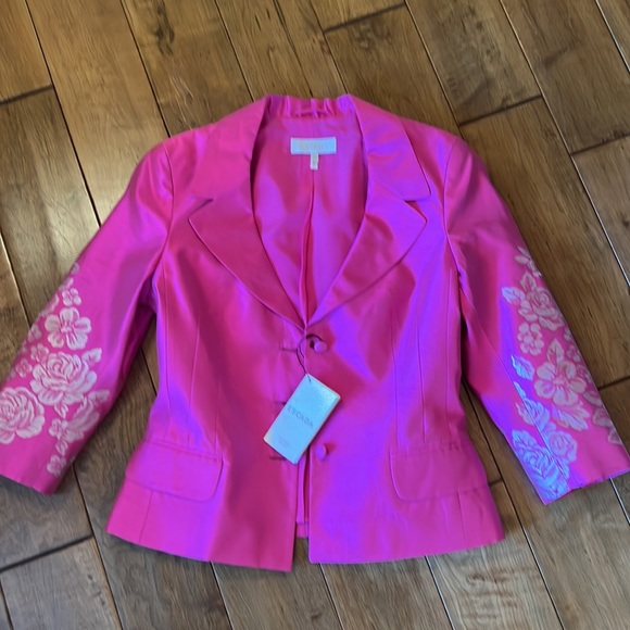 Escada Jackets & Blazers - ESCADA Fuchsia Silk Embroidered Jacket